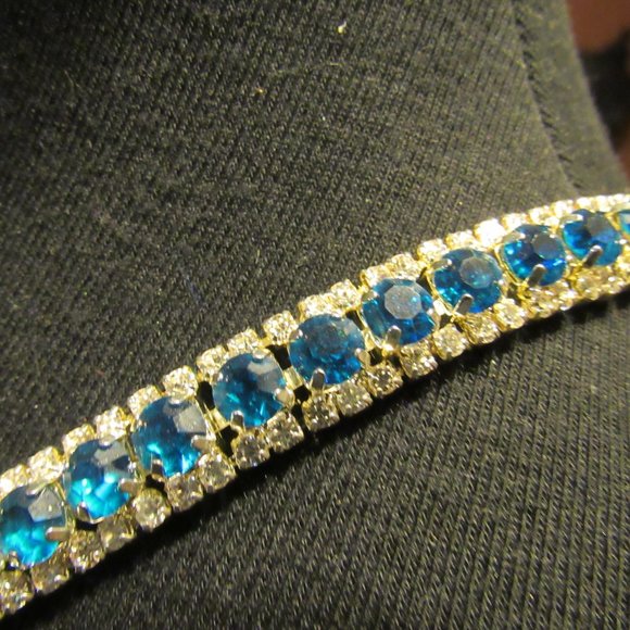 Unknown Jewelry - Faux Blue Topaz & Rhinestone Tennis Bracelet